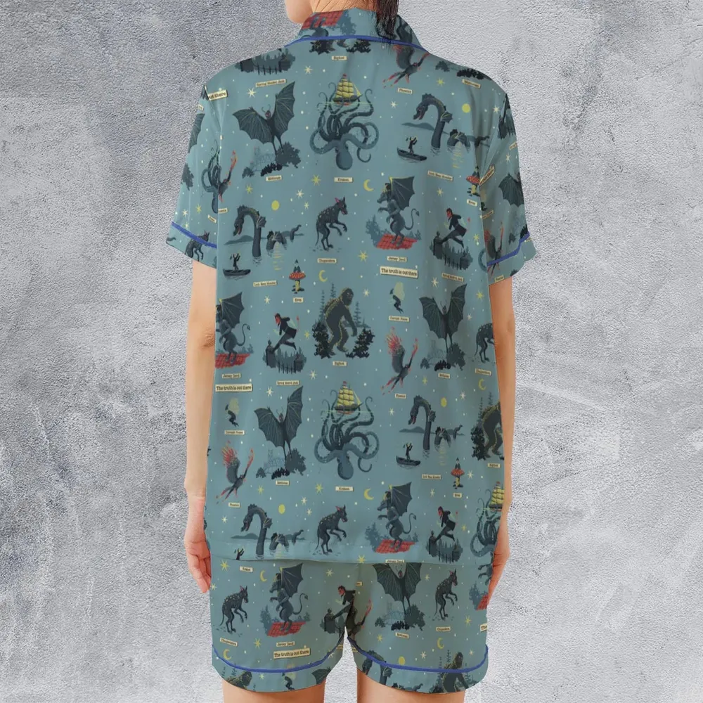 Paranormal Creatures Satin Short-Sleeve Pajamas Set - 2