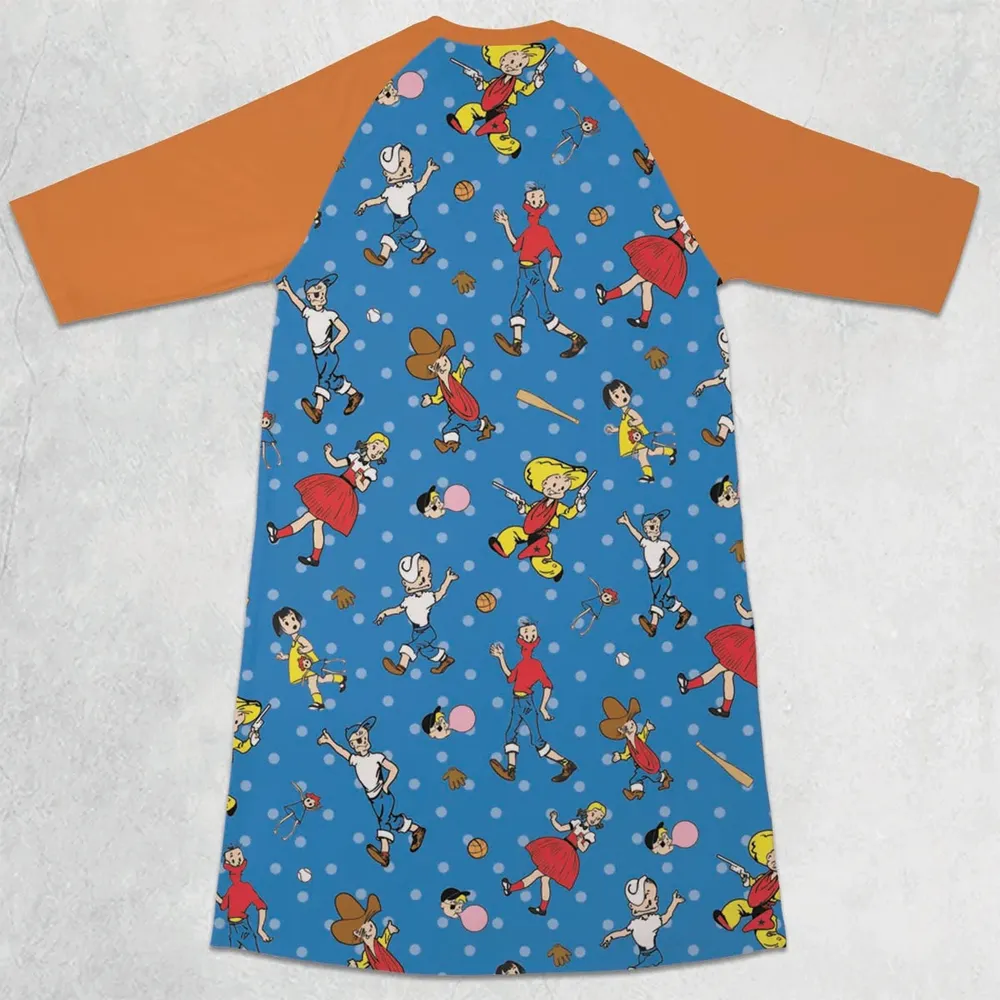 Bazooka Joe and His Friends 3/4 Sleeve Raglan Dress - 2