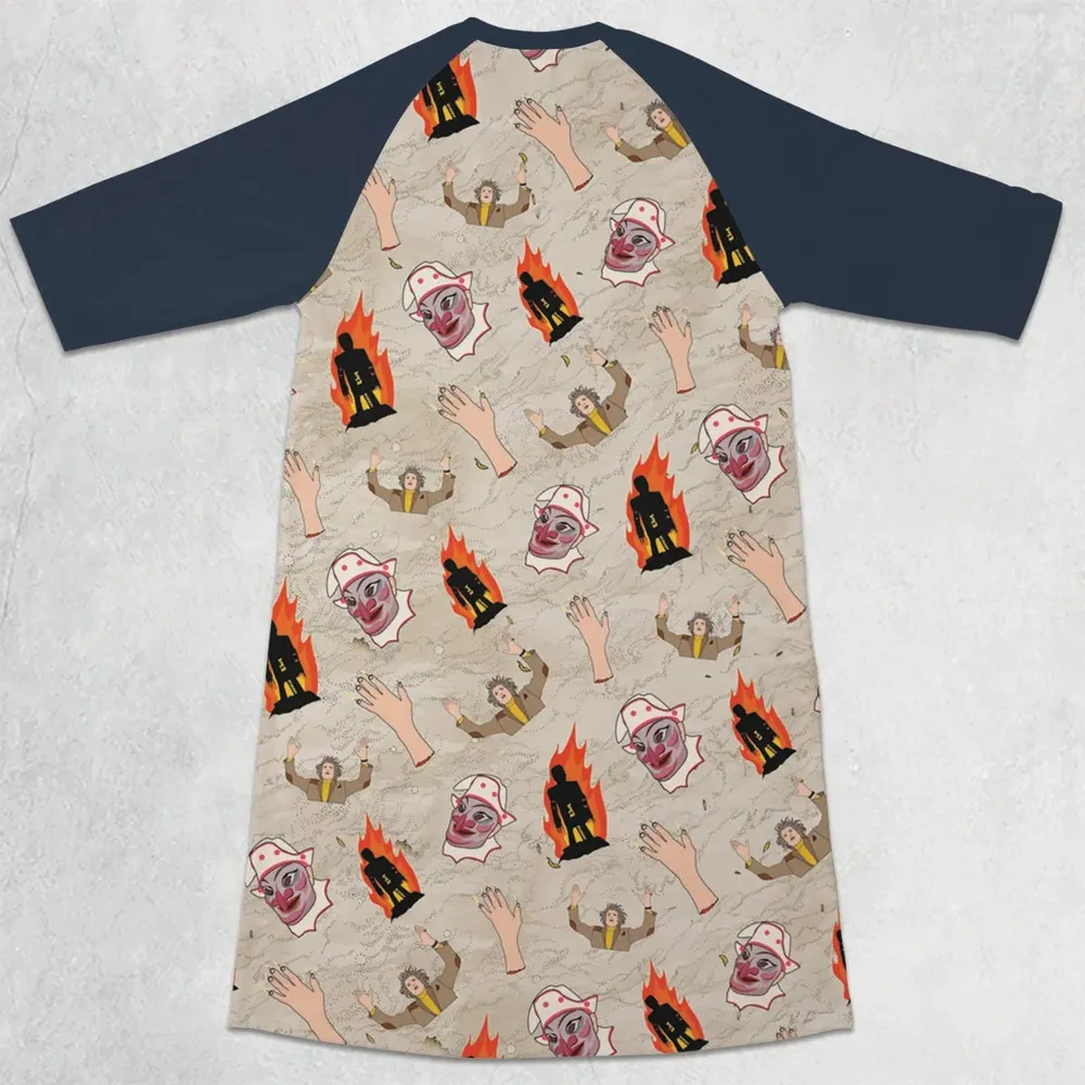 The Wicker Man Pattern 3/4 Sleeve Raglan Dress - 2