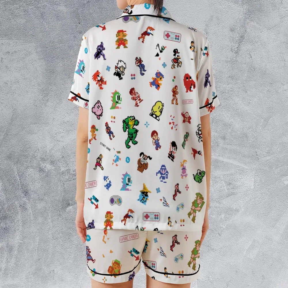 Iconic Video Game Characters Satin Short-Sleeve Pajamas Set - 2