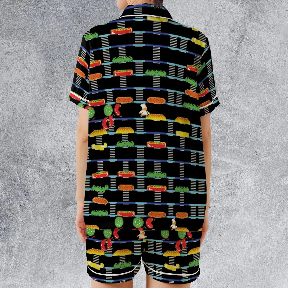 BurgerTime Arcade Game Satin Short-Sleeve Pajamas Set - 2