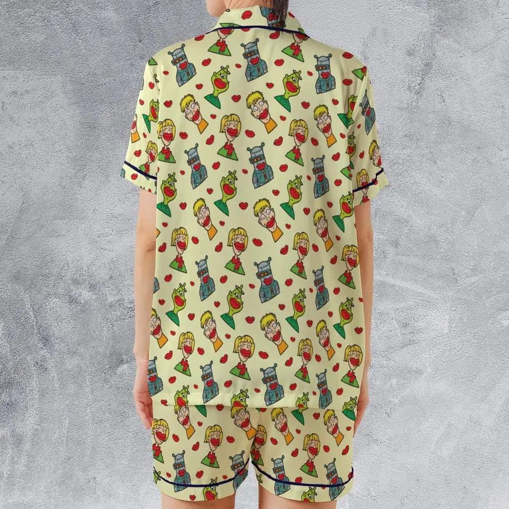 Wack-O-Wax Wax Lips Satin Short-Sleeve Pajamas Set - 2