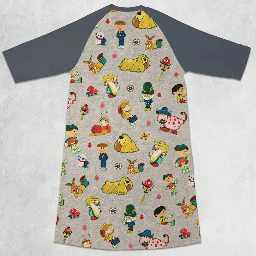 The Magic Roundabout Characters 3/4 Sleeve Raglan Dress - 2