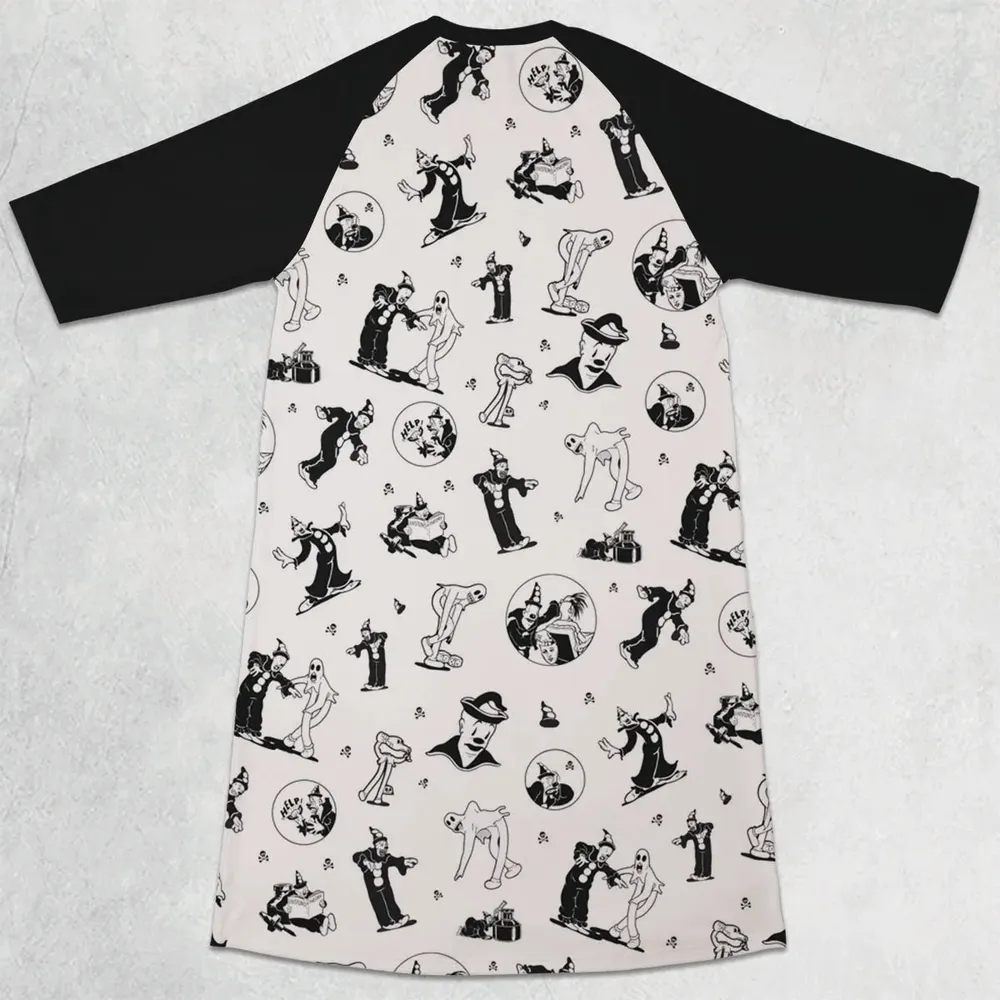 Koko the Clown and the Ghost 3/4 Sleeve Raglan Dress - 2
