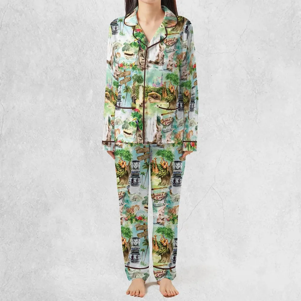 Water Color Jungle Cruise Map Pajamas Set - 2