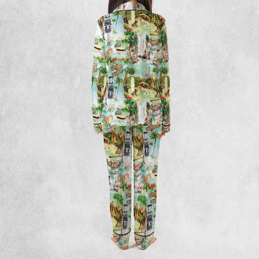 Water Color Jungle Cruise Map Pajamas Set - 3