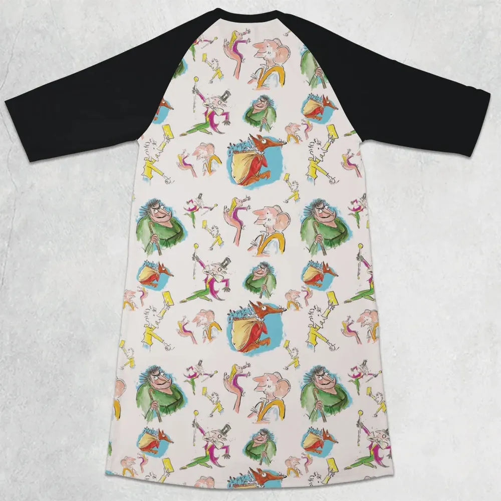 Roald Dahl Characters 3/4 Sleeve Raglan Dress - 2