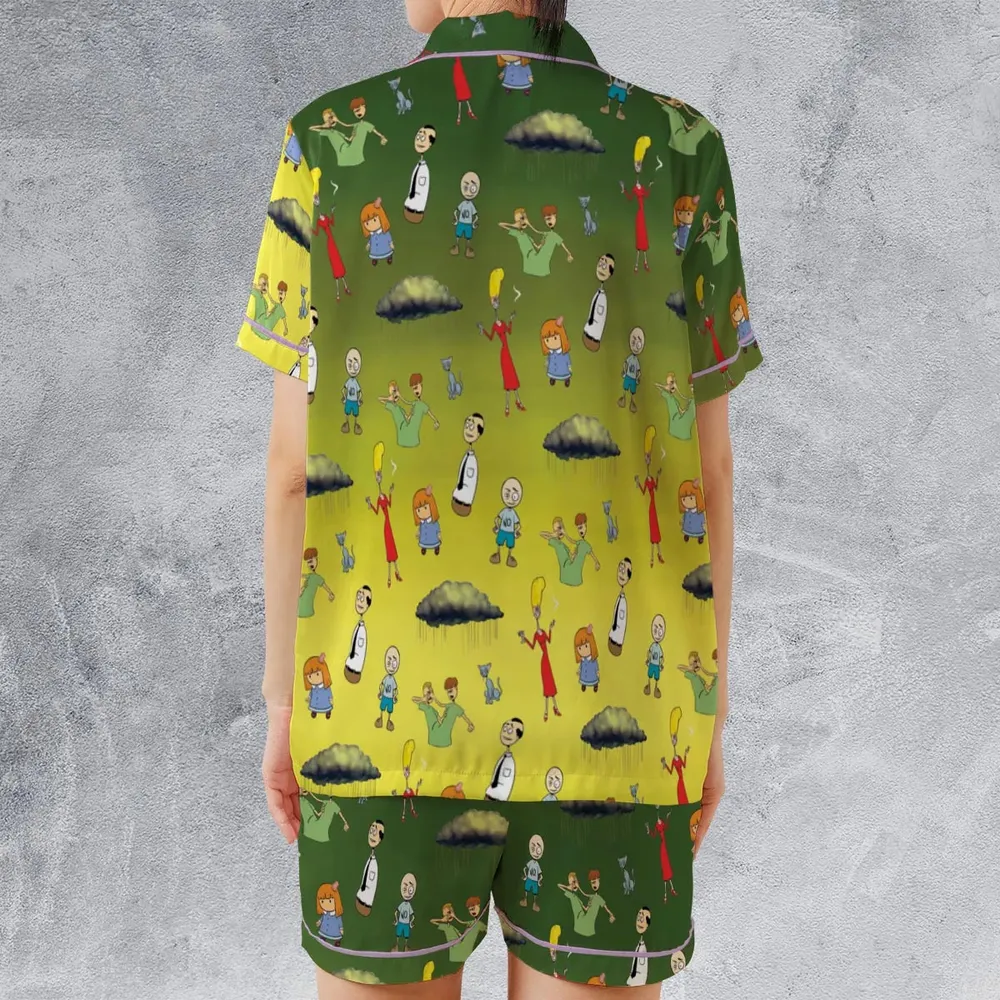 The Oblongs Retro TV Show Satin Short-Sleeve Pajamas Set - 2