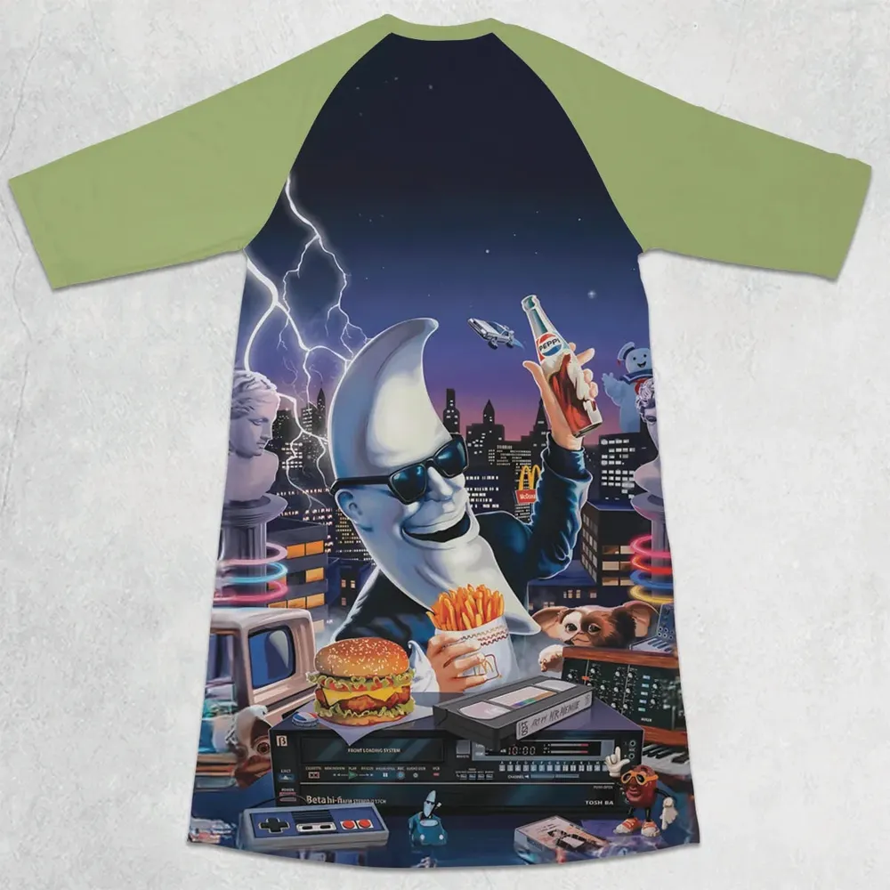 Retro Moon Mac Tonight 3/4 Sleeve Raglan Dress - 2