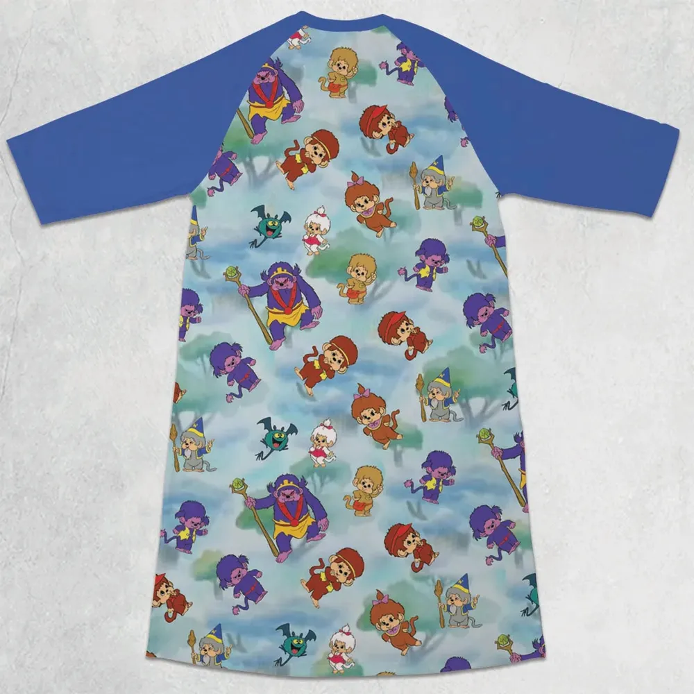 Monchhichis Cartoon Characters 3/4 Sleeve Raglan Dress - 2