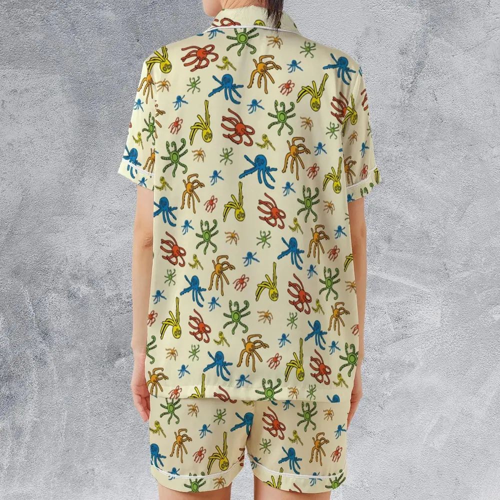 Walks Creeps Tumbles Wacky Wallwalkers Satin Short-Sleeve Pajamas Set - 2