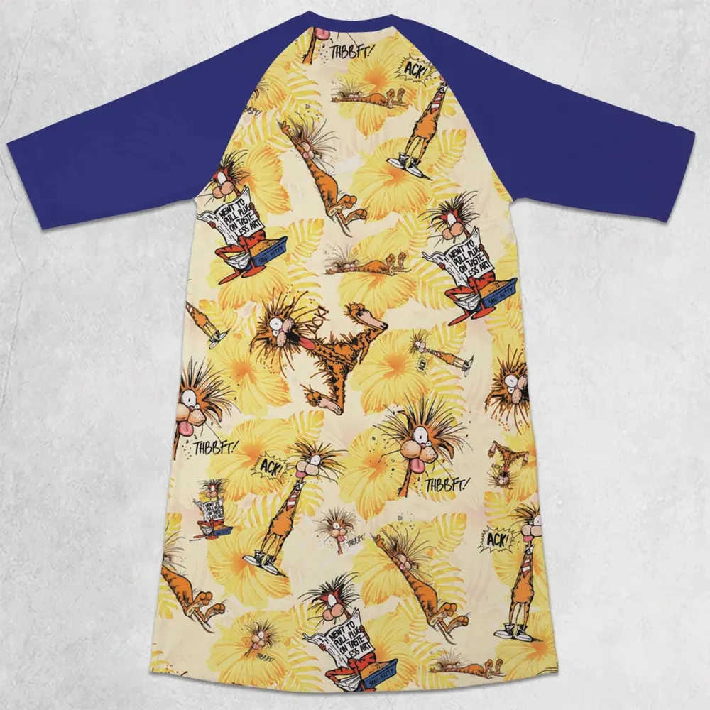 Bill The Cat Bloom County 3/4 Sleeve Raglan Dress - 2