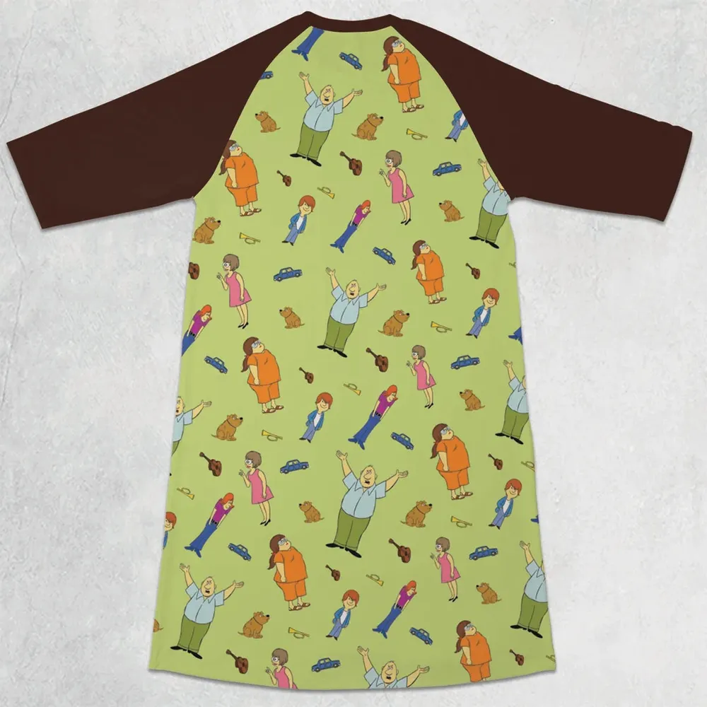 Wait Till Your Father Gets Home Characters 3/4 Sleeve Raglan Dress - 2