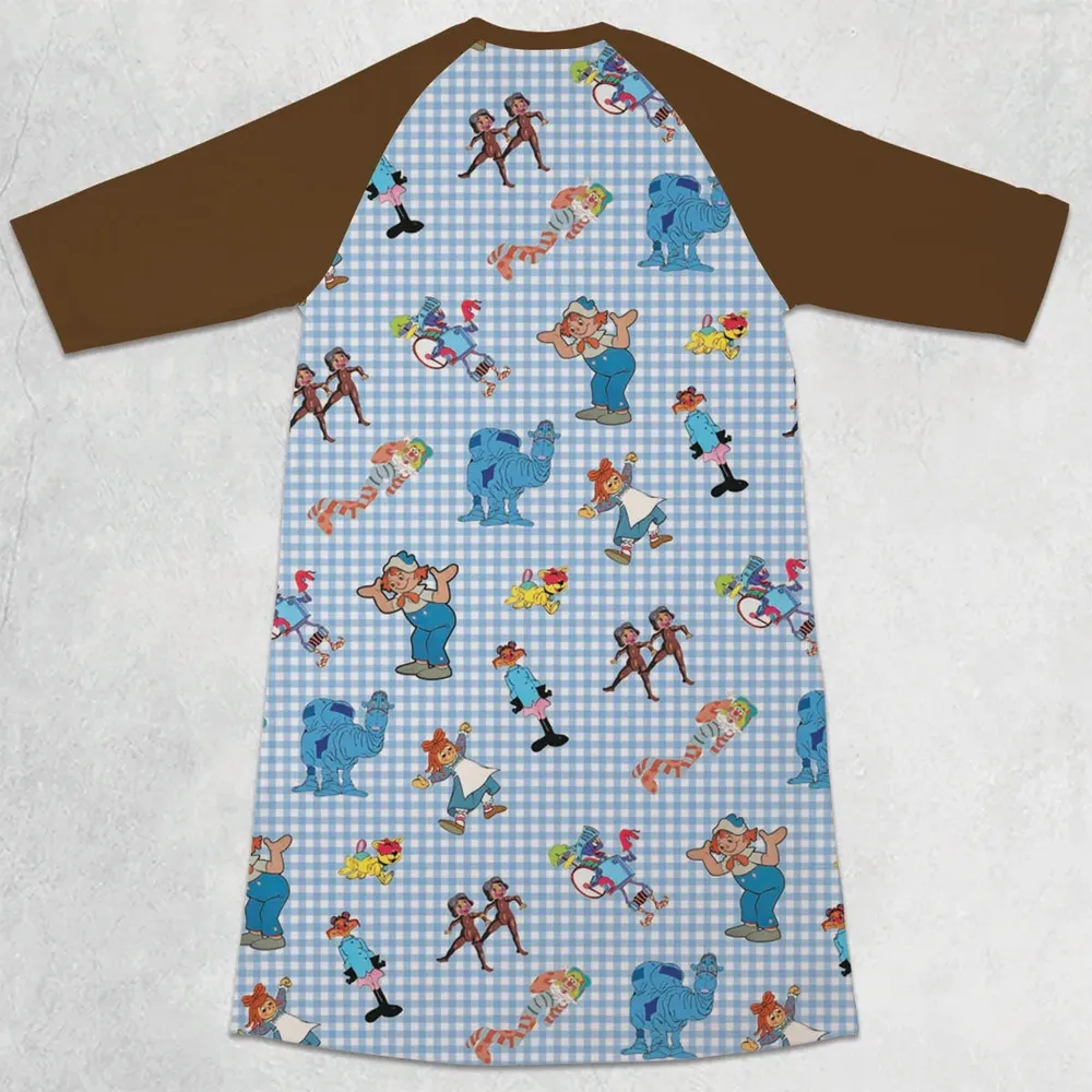 Wholesome Memories Stitched Raggedy Ann & Andy 3/4 Sleeve Raglan Dress - 2