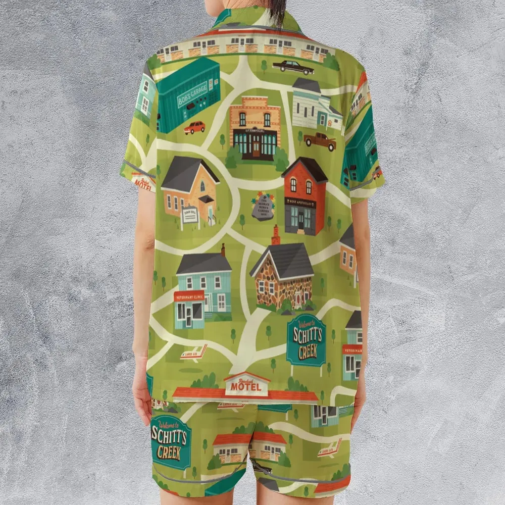 Schitt's Creek Town Map Satin Short-Sleeve Pajamas Set - 2
