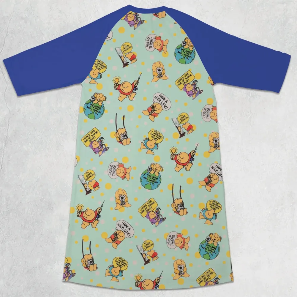 Hullo There Ziggy 3/4 Sleeve Raglan Dress - 2