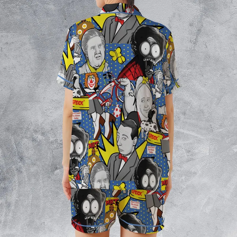 Don't Leave The House Today Pee Wee's Big Adventure Satin Short-Sleeve Pajamas Set - 2