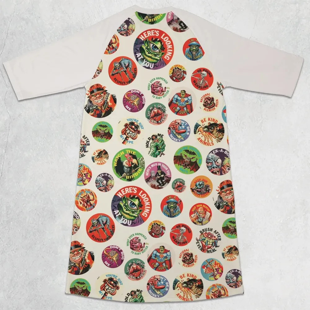 Nostalgic Memories Ugly Buttons 3/4 Sleeve Raglan Dress - 2