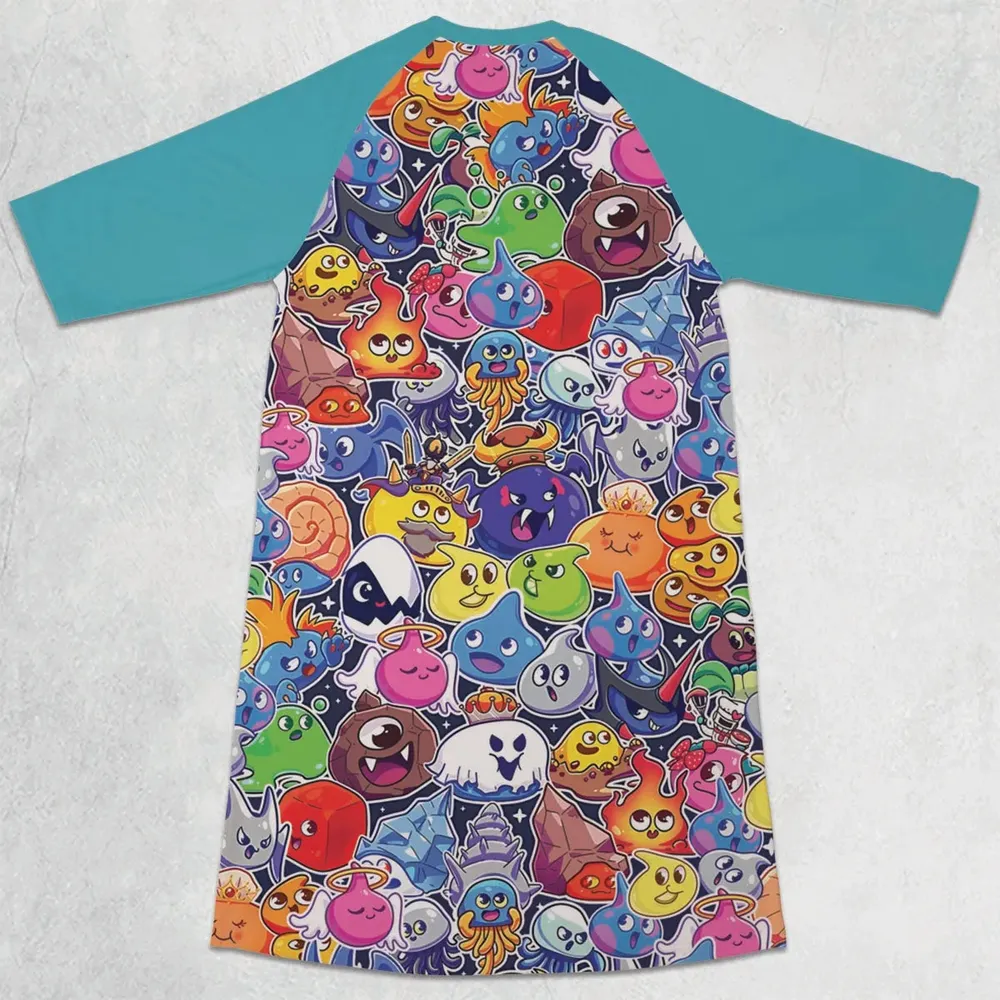 Slimes Dragon Quest 3/4 Sleeve Raglan Dress - 2