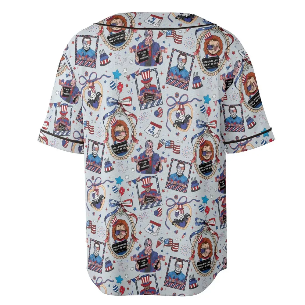 Patriotic Horror Unisex Baseball Jersey - 4