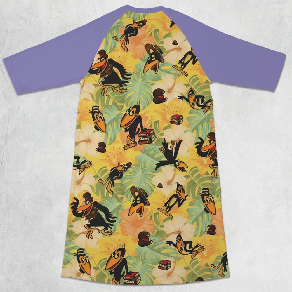 Bird Of A Feather Heckle And Jeckle 3/4 Sleeve Raglan Dress - 2