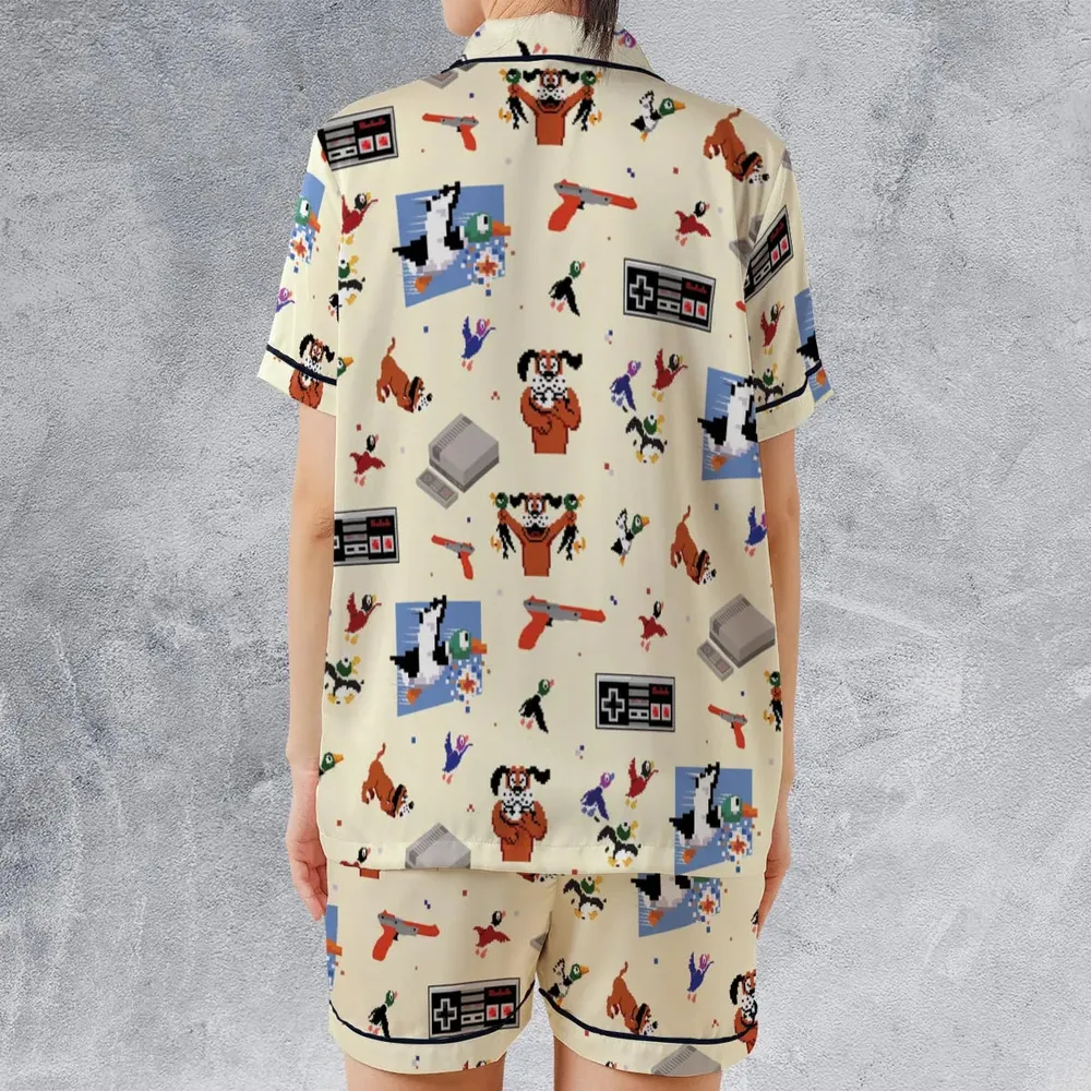 Retro Video Game Duck Hunt Satin Short-Sleeve Pajamas Set - 2