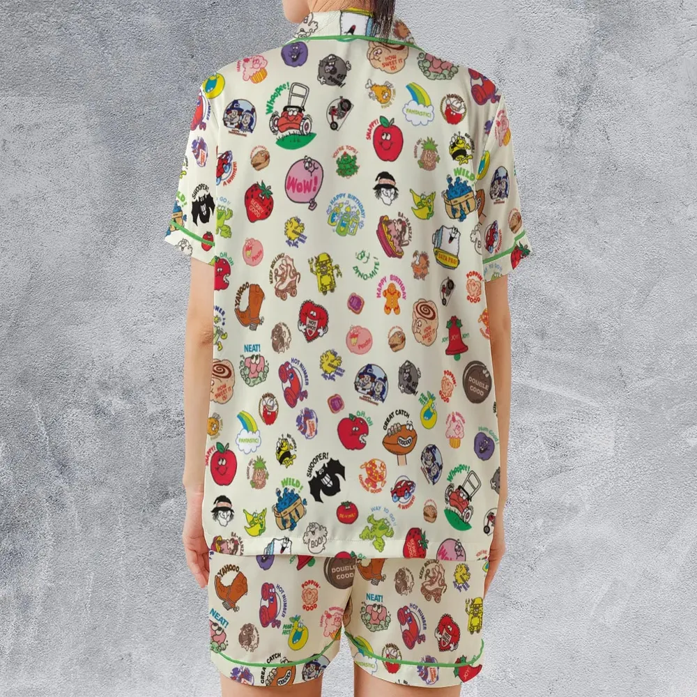 Vintage Trend Matte Scratch & Sniff Satin Short-Sleeve Pajamas Set - 2