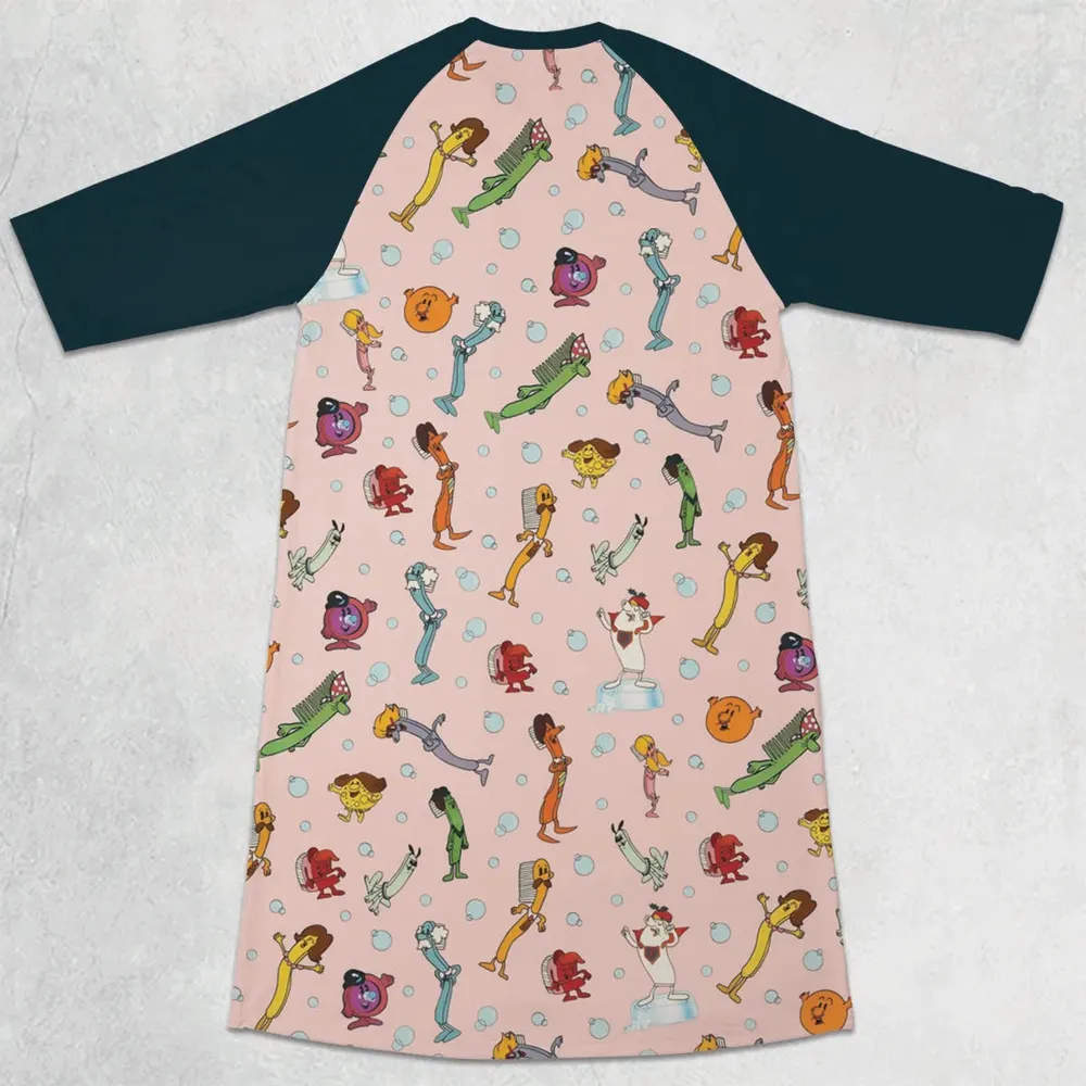 Brush Your Teeth Toothbrush Family 3/4 Sleeve Raglan Dress - 2