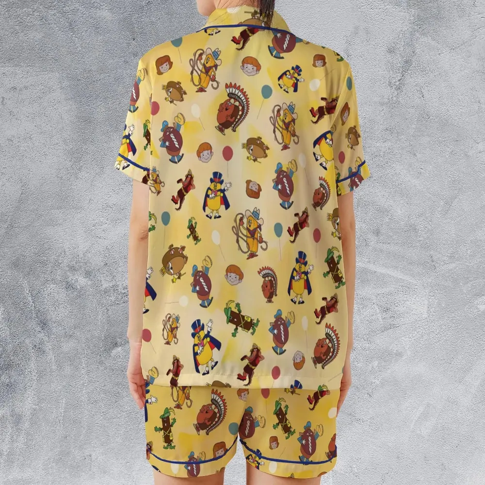 Hostess Gang Mascot Characters Satin Short-Sleeve Pajamas Set - 2