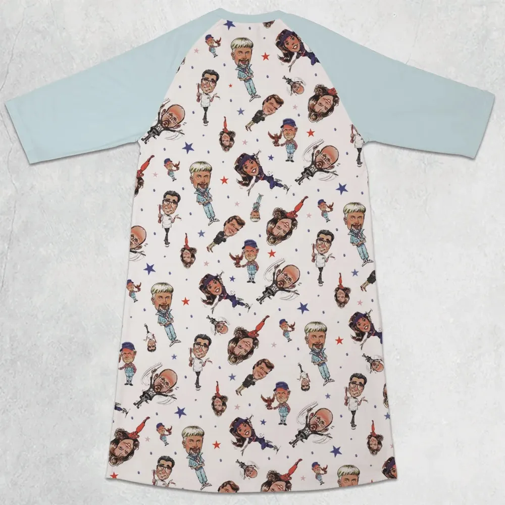 Red White Blaine Waiting For Guffman 3/4 Sleeve Raglan Dress - 2