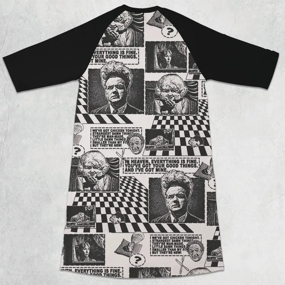 Surreal Disturbing Atmospheric A nightmare Eraserhead 3/4 Sleeve Raglan Dress - 2