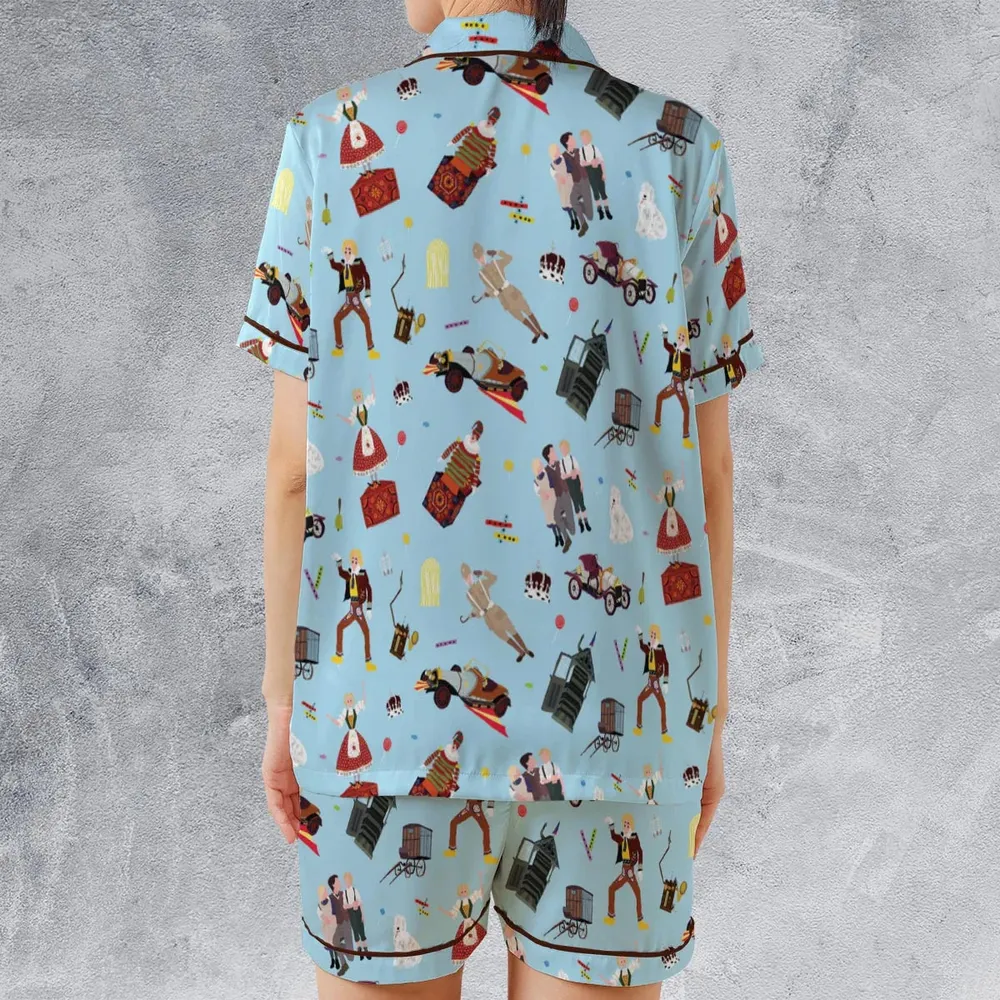 Chitty Chitty Bang Bang Patterns Satin Short-Sleeve Pajamas Set - 2