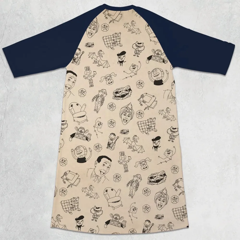 Pee-Wee's Playhouse Characters 3/4 Sleeve Raglan Dress - 2