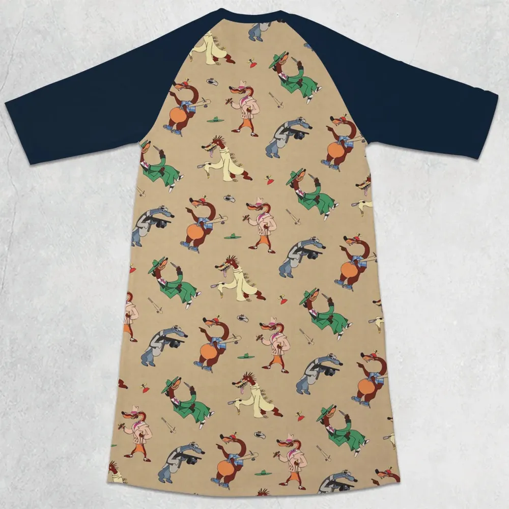 Toon Patrol Who Framed Roger Rabit 3/4 Sleeve Raglan Dress - 2