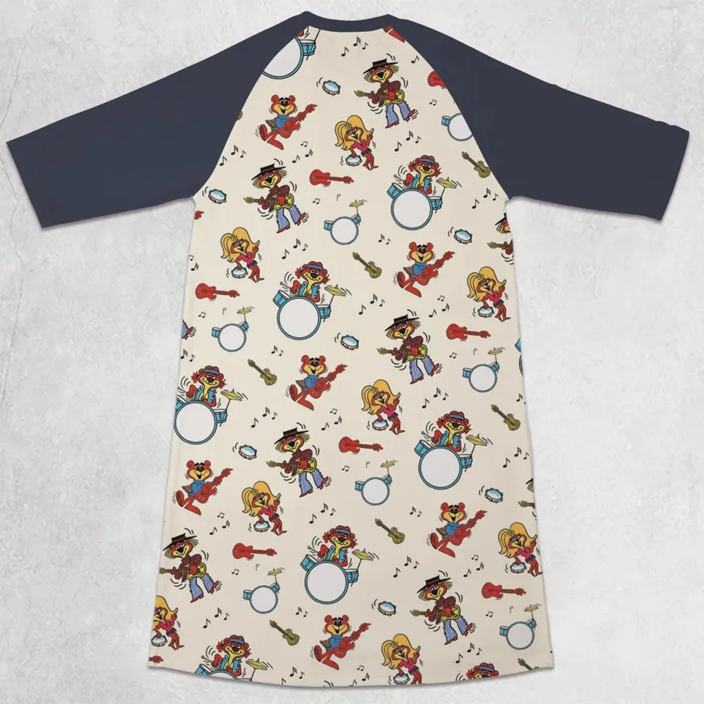 Cartoon band The Sugar Bears 3/4 Sleeve Raglan Dress - 2