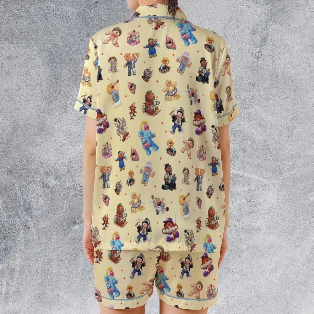 90s Garbage Pail Kids Satin Short-Sleeve Pajamas Set - 2