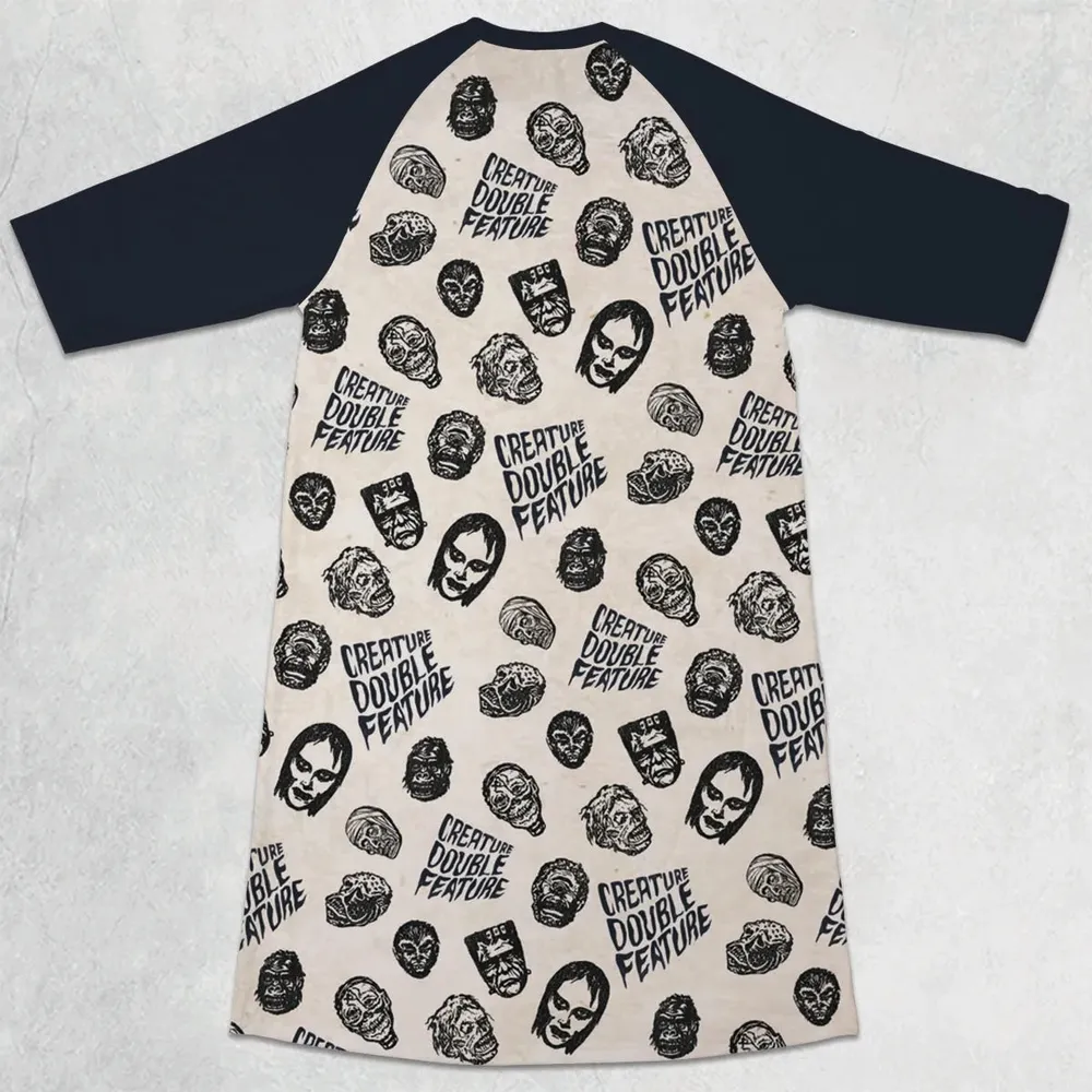 Creature Double Feature Horror Characters 3/4 Sleeve Raglan Dress - 2
