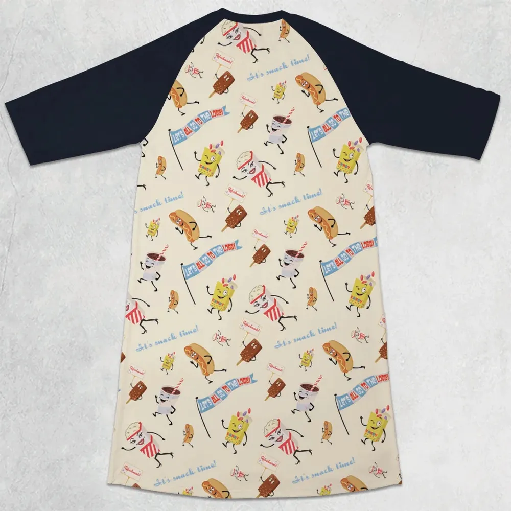 Let's All Go To The Lobby Retro Cartoon 3/4 Sleeve Raglan Dress - 2