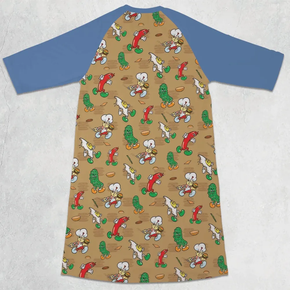 BurgerTime Arcade 3/4 Sleeve Raglan Dress - 2