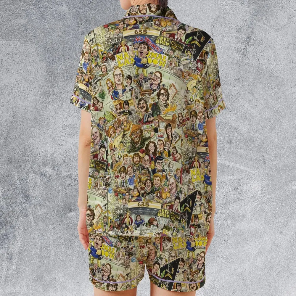 Drunk Stoned Brilliant Dead Satin Short-Sleeve Pajamas Set - 2