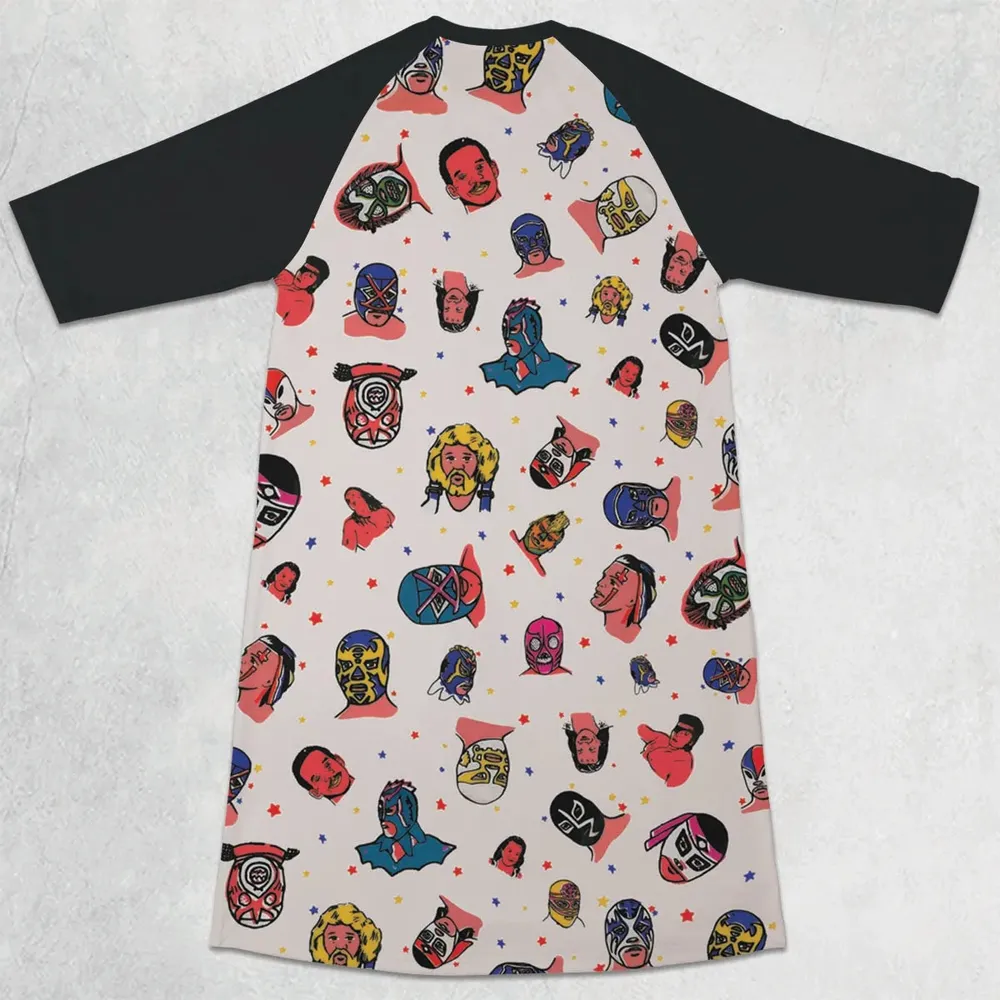 Lucha Libre Wrestling 3/4 Sleeve Raglan Dress - 2