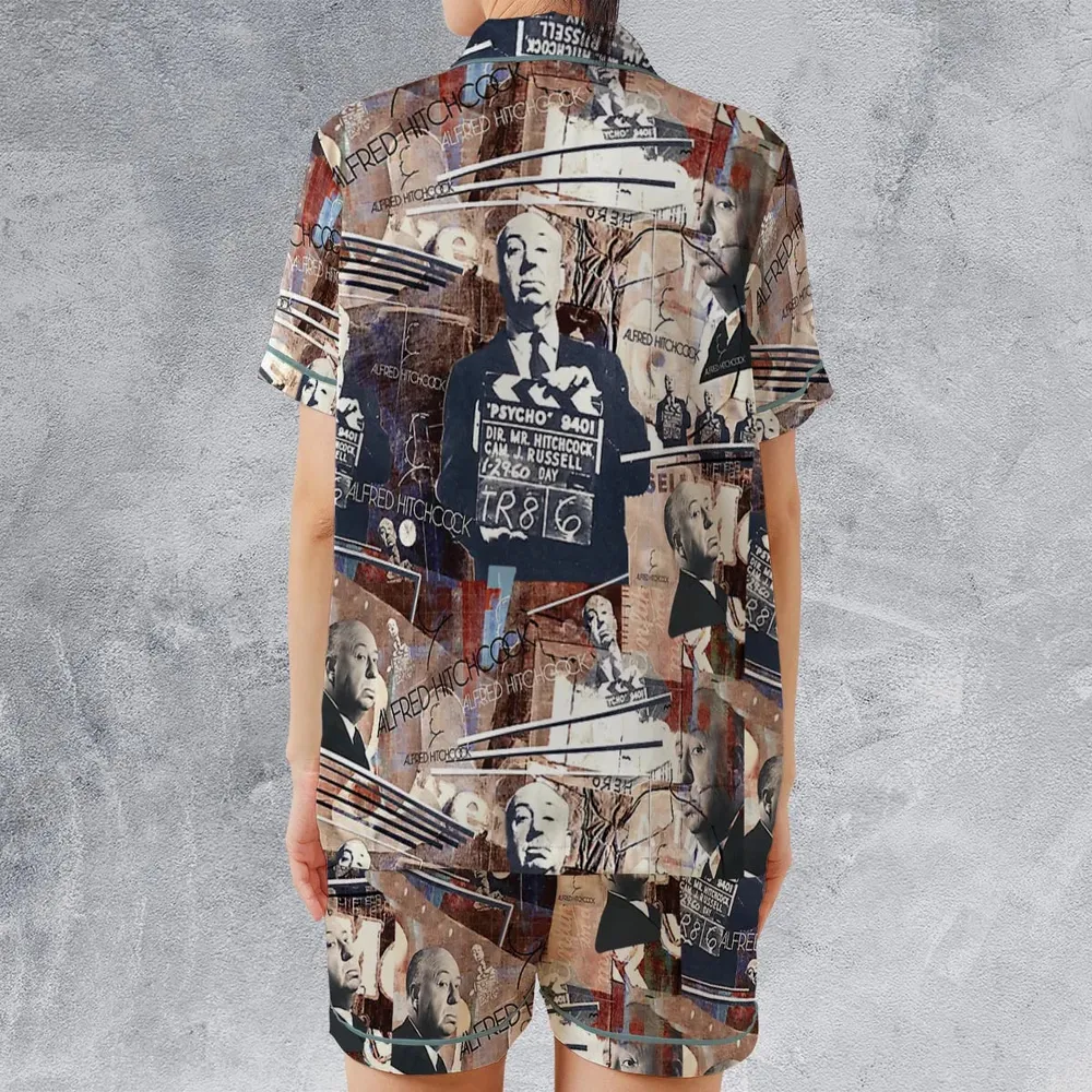 Alfred Hitchcock Aesthetic Satin Short-Sleeve Pajamas Set - 2