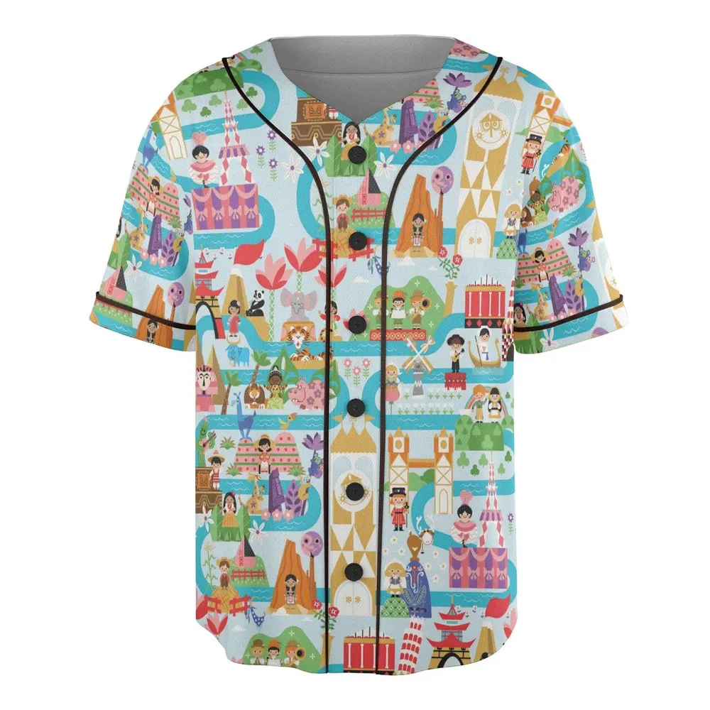 It's Small World Map Unisex Baseball Jersey - 3
