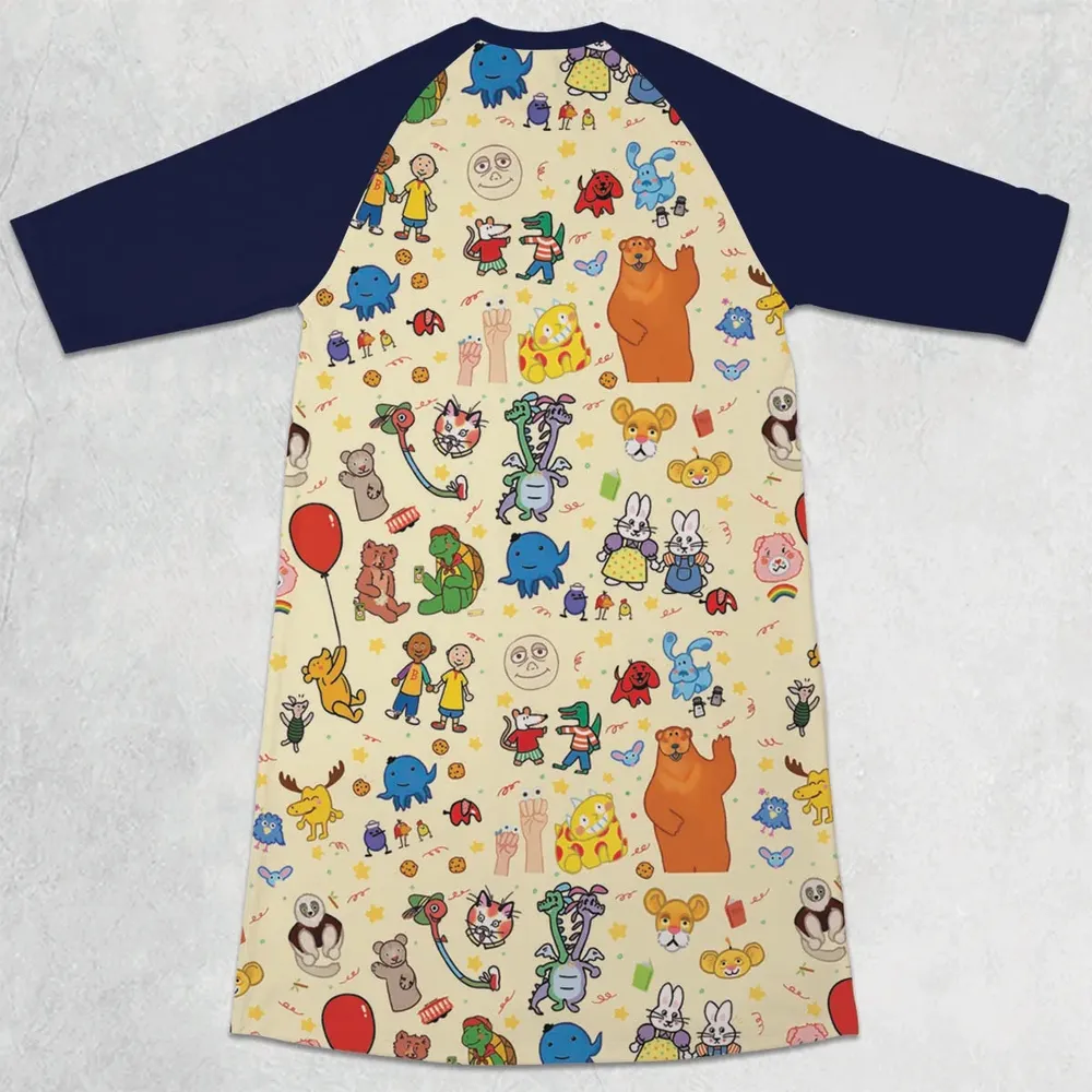 Nostalgia Train 3/4 Sleeve Raglan Dress - 2