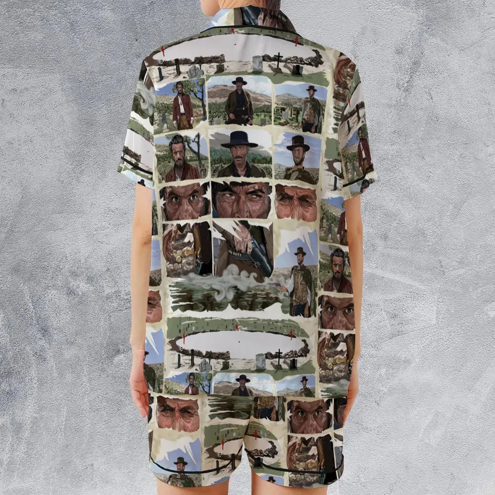 The Man With No Name The Good The Bad and The Ugly Satin Short-Sleeve Pajamas Set - 2