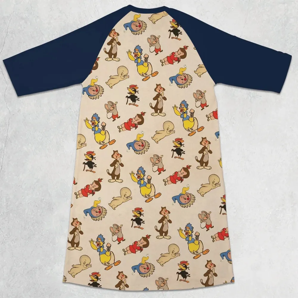 Harvey TV Stars Cartoon Characters 3/4 Sleeve Raglan Dress - 2