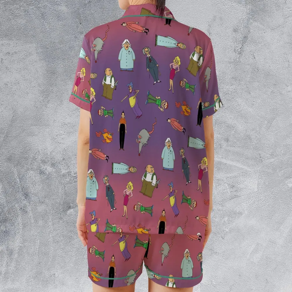 The Completely Mental Misadventures of Ed Grimley Characters Satin Short-Sleeve Pajamas Set - 2