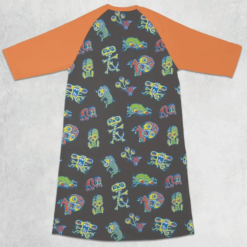 How To Use Monster Tatoos 3/4 Sleeve Raglan Dress - 2