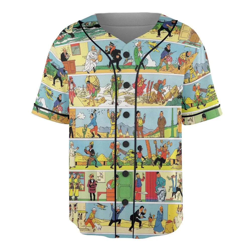 The Story Of Tintin Unisex Baseball Jersey - 3