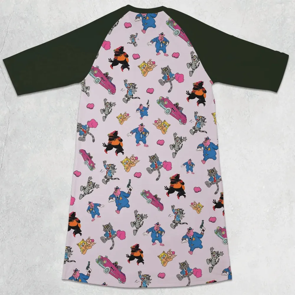 Fritz The Cat Characters 3/4 Sleeve Raglan Dress - 2